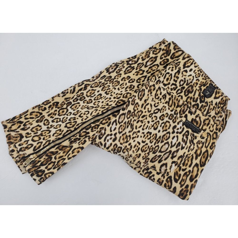 Seven 7 for All Mankind Pants Cheetah Animal Print Ankle Zip Women's Size 24 USA